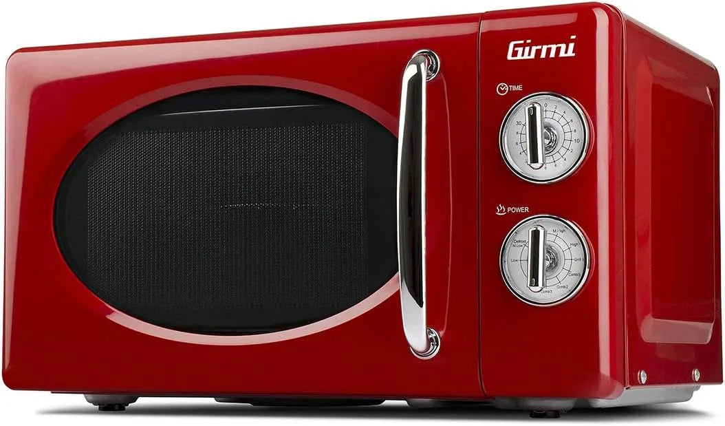 Forno a microonde, 20 L, 800 W, Girmi FM21 700+800W, timer, scongelamento, rosso, Girmi FM21 Forno Microonde Combinato, 20 Litri, Vintage Design