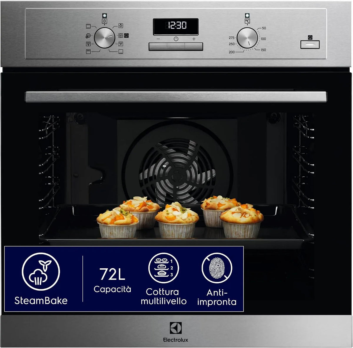 Electrolux Serie 500 COD3S40X Forno elettrico, 72 L, Electrolux Serie 500 Forno Multifunzione 72L SteamBake COD3S40X