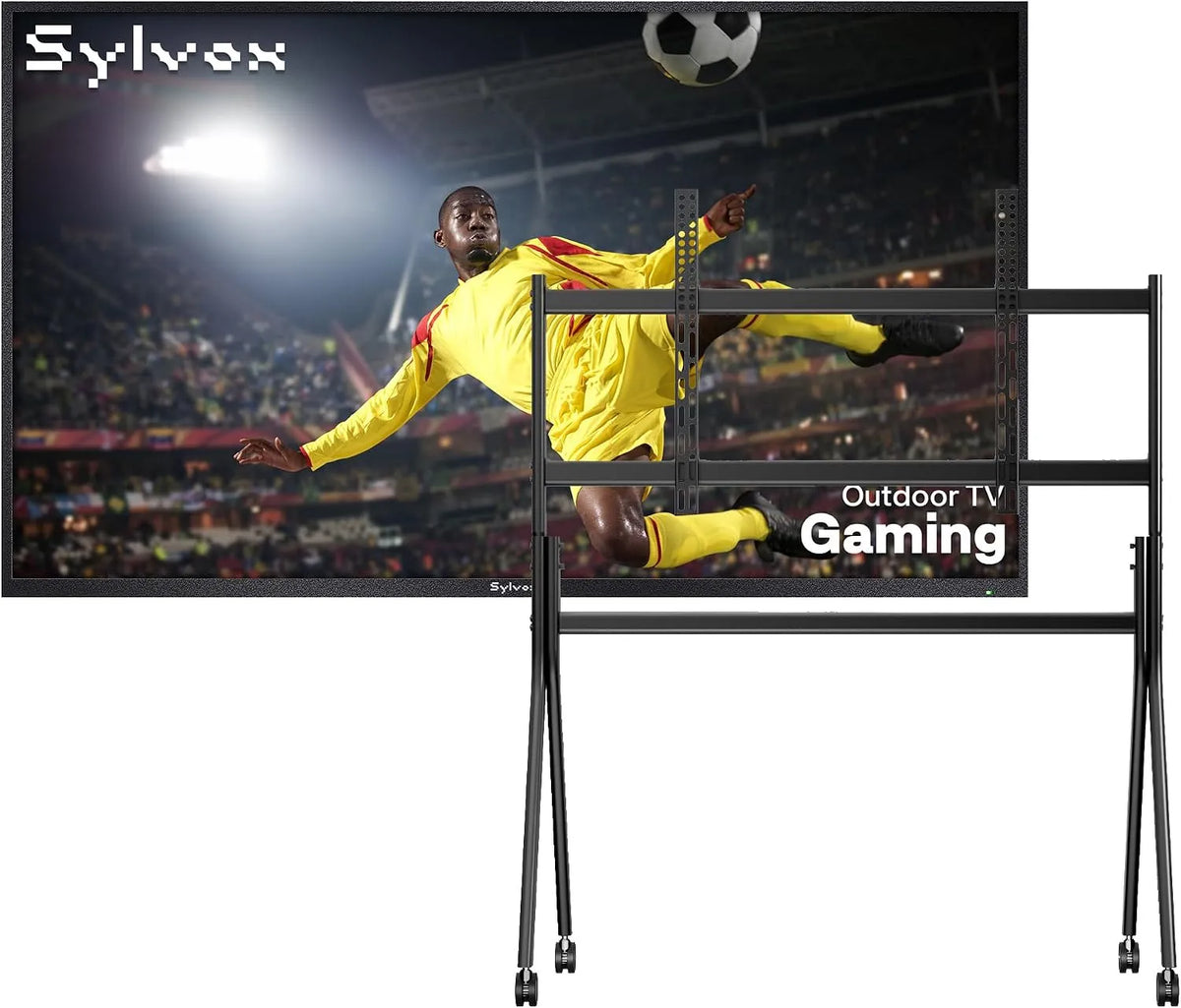 Smart TV, 75 pollici, televisore, ruote di trasporto, SYLVOX 75' TV da Esterni, Gaming, + Supporto TV con Ruote
