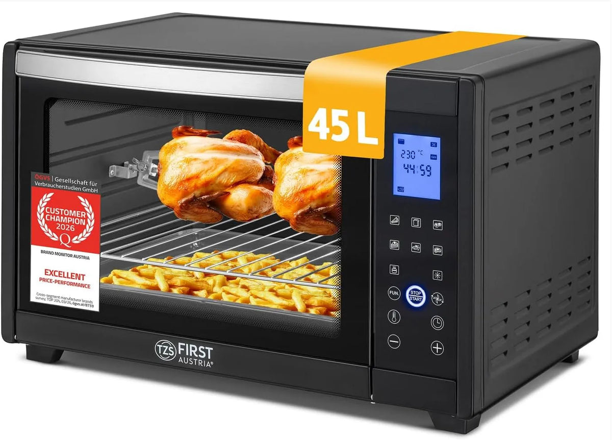 Forno elettrico, 45 L, 2000 W, timer, compatto, campeggio, 2 zone di temperatura, Cocinas pequeñas & camping, TZS First Austria - Mini Forno 45L 2000W