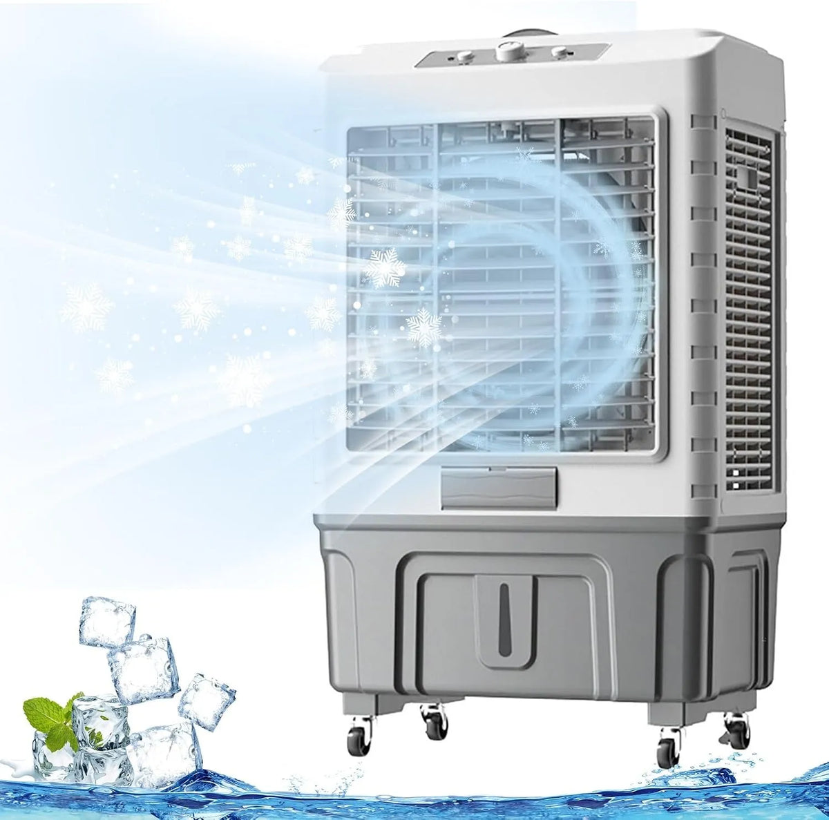 Condizionatore, 50 L, portatile, industriale, 3 velocità, Ventilatore nebulizzatore per Garage e