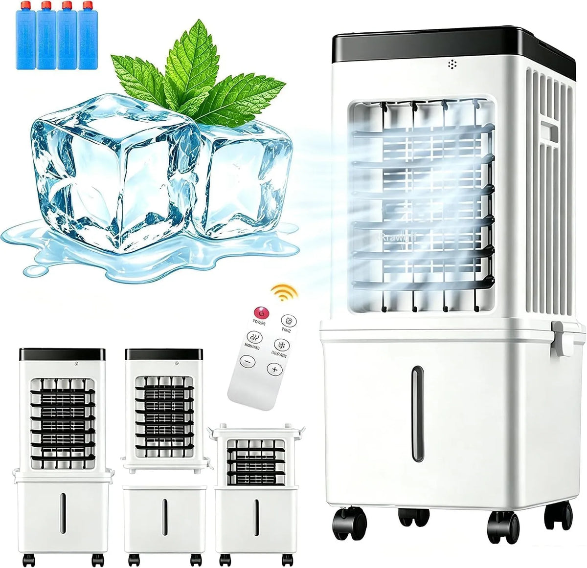 Condizionatore, portatile, 3 velocità, Ventilatore Con Telecomando 3 Velocità, Condizionatore Portatile Senza Tubi