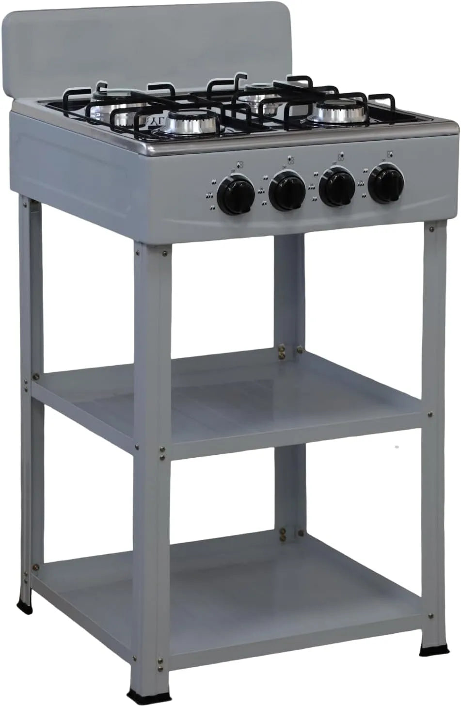 Piano cottura a gas, 4 fuochi, portatile, esterno, acciaio inox, fornello a gas, grigio