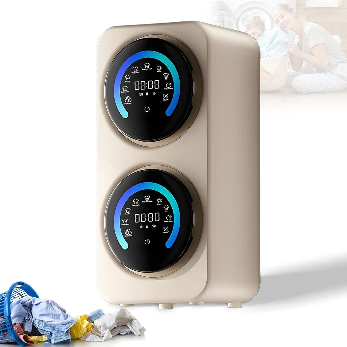 Lavatrice, 5 L, 3 kg, acciaio inox, cestello in Acciaio Inossidabile e capacità di 3, capacità di Lavaggio di Ogni Secchio di 0, 3 kg Desktop