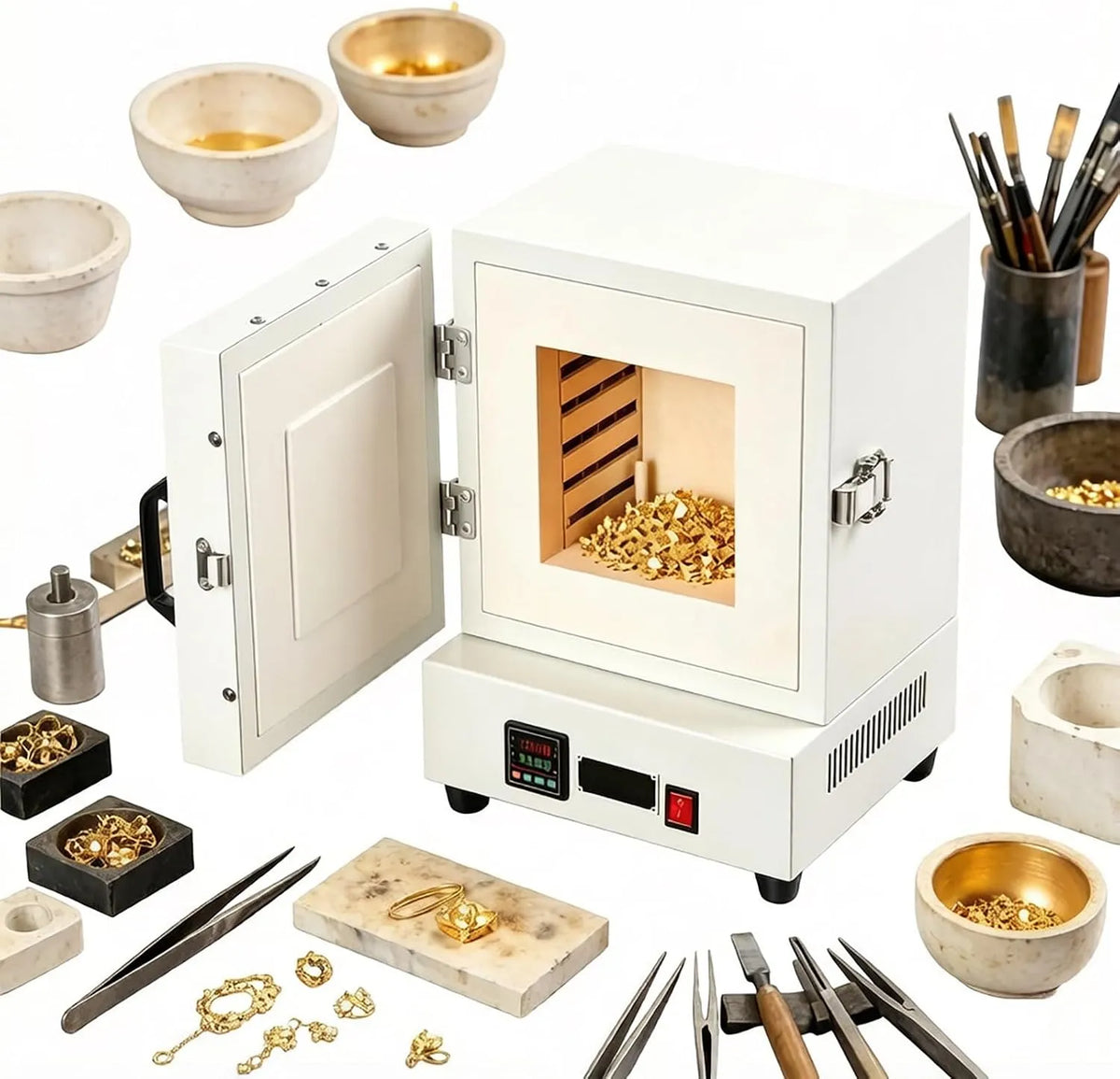 Forno elettrico, 2000 W, 2 zone di temperatura, incollaggio del vetro, Forno elettrico da tavolo da 2000 W con lettura intelligente della temperatura