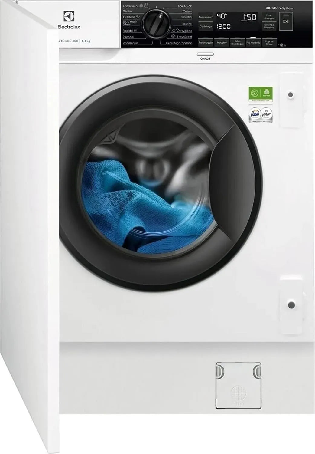 Lavatrice EW7F8ABI, 8 kg, classe energetica E, da incasso, Inverter, vapore