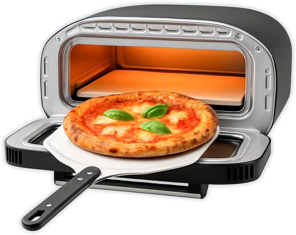 Forno elettrico per pizza, 8 programmi, touch, pietra refrattaria, Cuoce in 2 min, 430°C, BEHOME Forno Pizza Elettrico, romana, americana