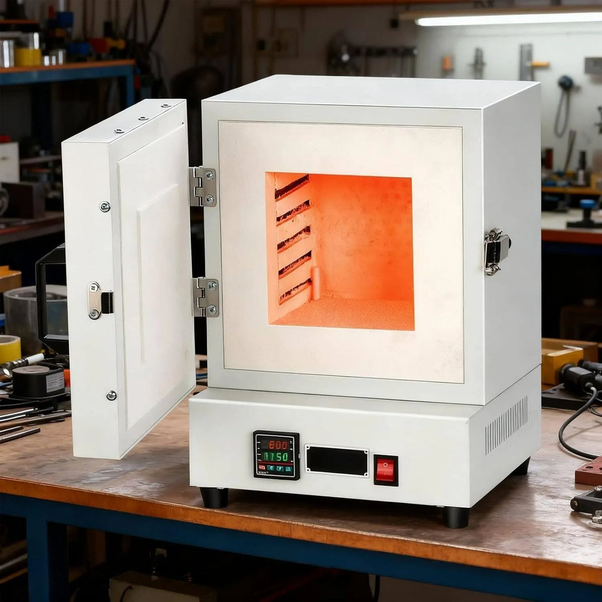 Forno elettrico, 2000 W, industriale, 2 zone di temperatura, forno da laboratorio ad alta temperatura da 1150 °C, forno a muffola chiuso