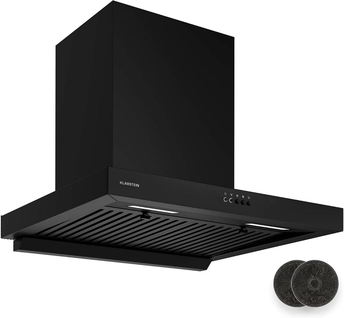 Klarstein 3800-4200K Cappa aspirante, 60cm, 120 W, 721 m3/h, 52 dB, cappa da cucina, montaggio a parete, Boost, nero, LED, Motore: 120W, ora