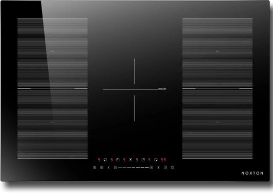 Piano cottura a induzione, 77 cm, 5 fuochi, 7200 W, piastra a induzione, Boost, da incasso, timer, 7200W Domino Piastra ad Induzione di Scivolo con