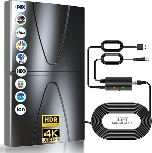 Smart TV 700+Km 8K1080p, televisore, 4K UHD, DVB-T2, HDTV, Cavo Coassiale 10M, 700+Km Antenna TV Interna Amplificata Potente 2026, Supporto
