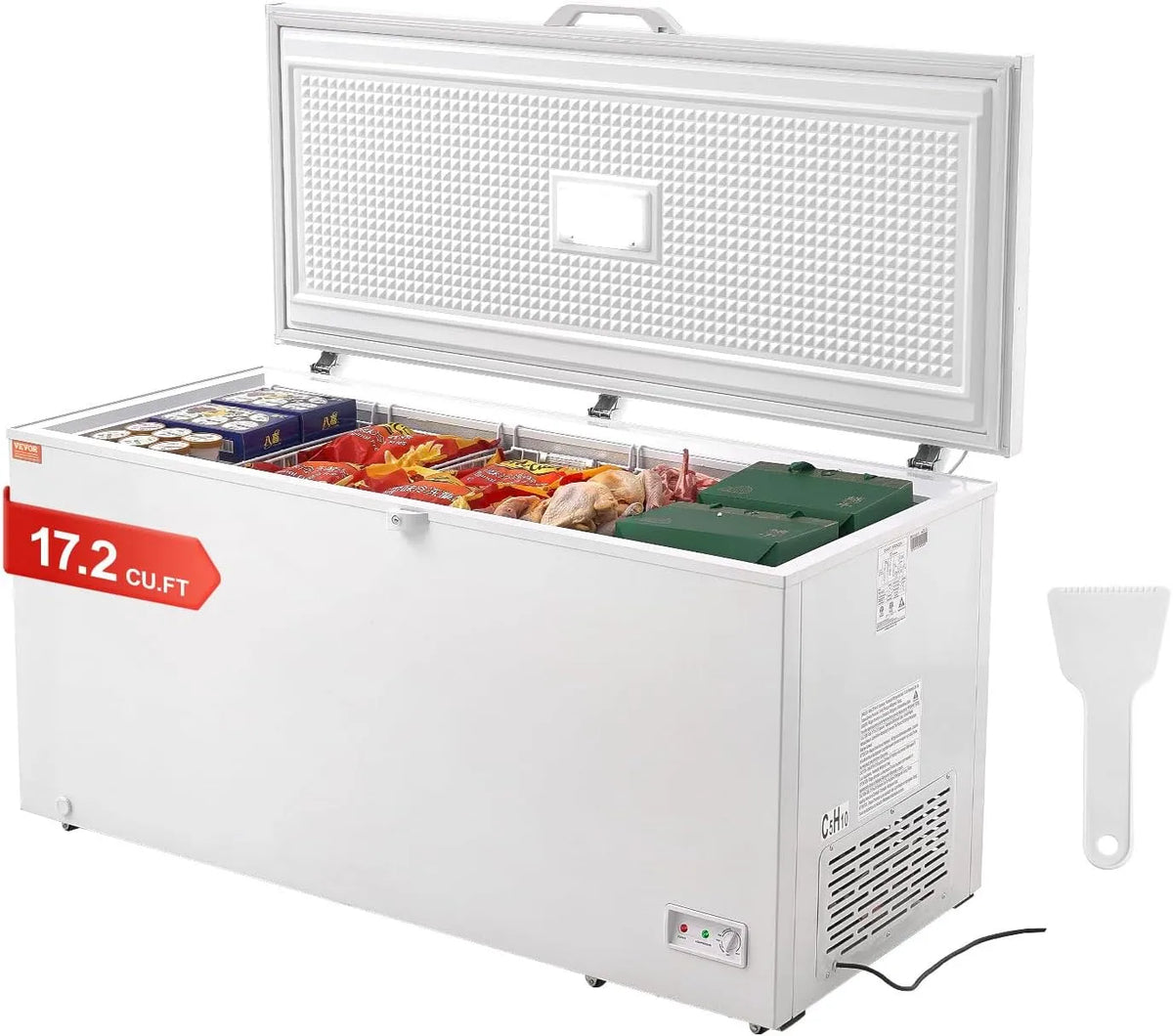 VEVOR Congelatore, 488 L, libera installazione, vano congelatore, freezer verticale, porta superiore aperta con coperchio chiudibile a chiave