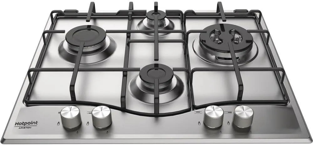 Piano cottura a gas, acciaio inox, fornello a gas, 600x510x39, Hotpoint-Ariston Piano Cottura Gas