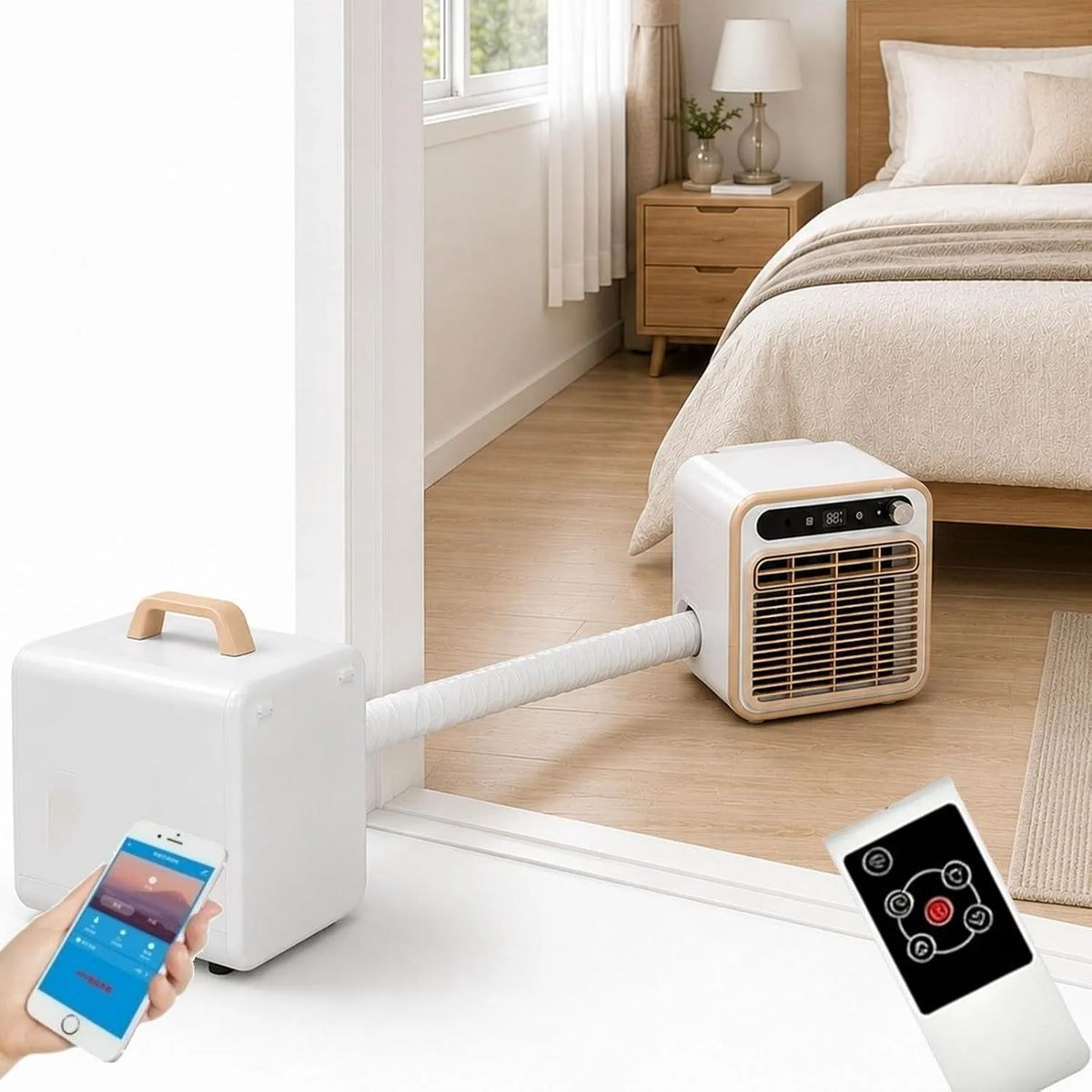 Condizionatore, 130 m3/h, portatile, timer, Wi-Fi, unità AC da campeggio silenziosa con WiFi e telecomando, timer 12 ore, for tenda, camper, camion