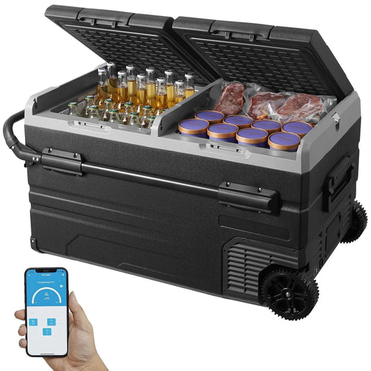 VEVOR 12, 24V 100-240V Congelatore, 115 L, 2 fuochi, -20 a 20 °C, 12 V, portatile, esterno, ruote di trasporto, vano congelatore, freezer verticale
