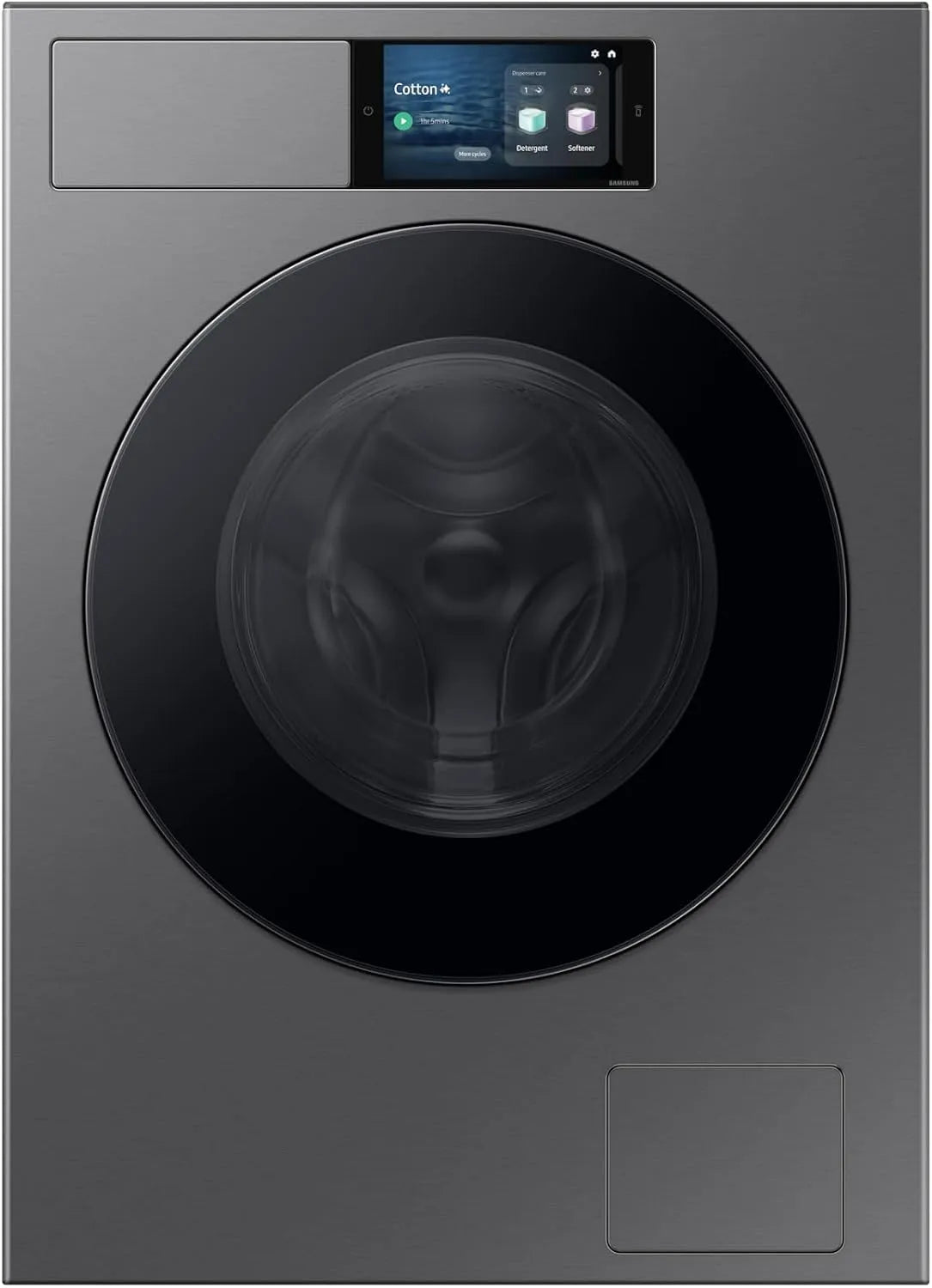 Samsung WF90F09C4S/U3 85h Lavatrice, 60 L, 9 kg, classe energetica E, libera installazione, Wi-Fi, nero, Display AI Home, 60l x 85h x 60p cm, Wifi