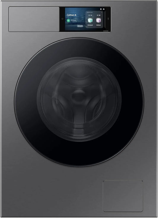 Samsung WF90F09C4S/U3 85h Lavatrice, 60 L, 9 kg, classe energetica E, libera installazione, Wi-Fi, nero, Display AI Home, 60l x 85h x 60p cm, Wifi