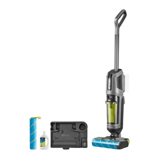 Lavasciuga, 18 V, lavatrice, asciugatrice, Ryobi RHFC18BL-0, Funzione 3 in 1: Aspira, Lava e Asciuga, con Base Autopulente, Batteria Non Inclusa