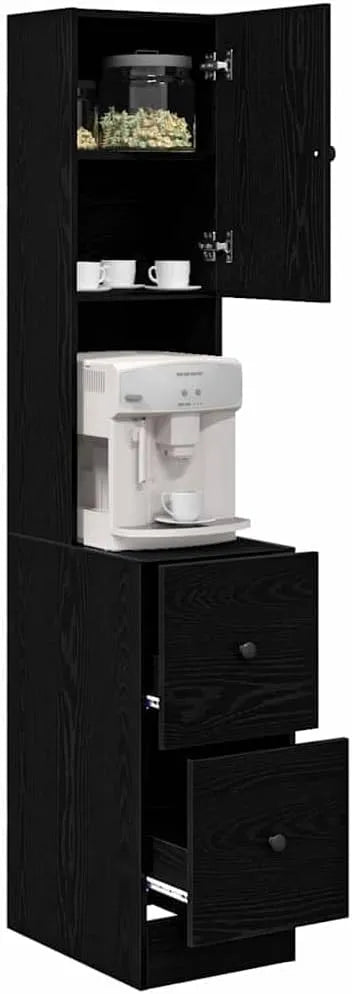 Prodotto Ampio Spazio, vidaXL Credenza da Cucina con cassetto Rovere Nero 32 x 50 x 180 cm, Mobile da Cucina Rettangolare Moderno, Organizer Chic per