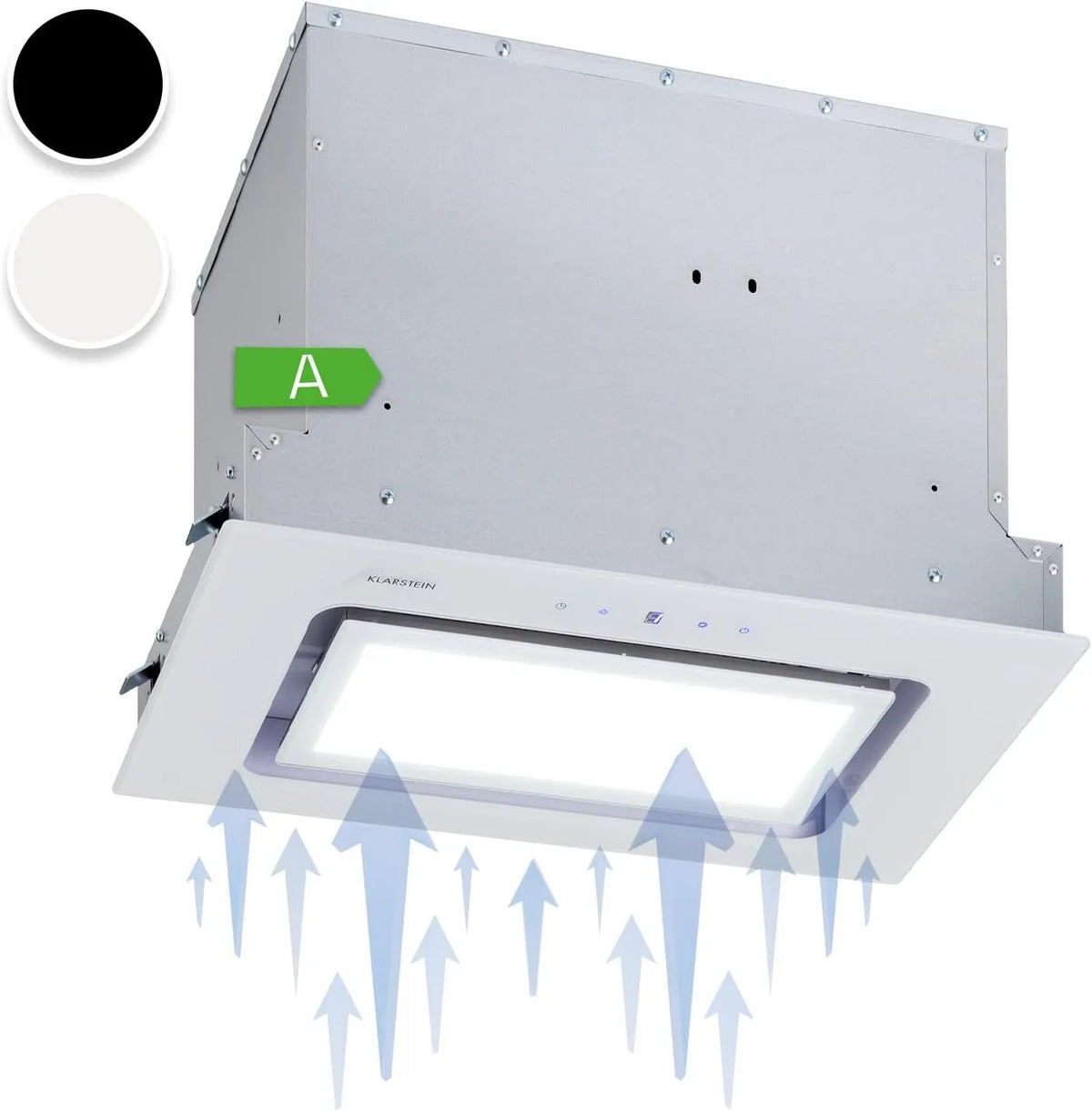 Klarstein Lavastoviglie, 506 m3/h, da incasso, touch, Incasso con Flusso d'Aria 506m3, Cappa Cucina con Filtro, LED, Cucina in Alluminio Lavabile in