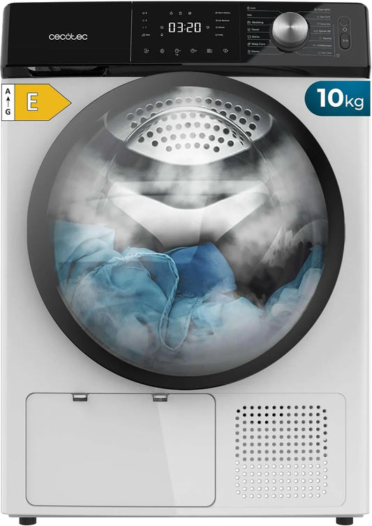 Cecotec Bolero Dresscode Dry Asciugatrice, 14 programmi, 10 kg, classe energetica E, bianco, 4 Livelli Asciugatura, Classe Equivalente A++, Funzioni
