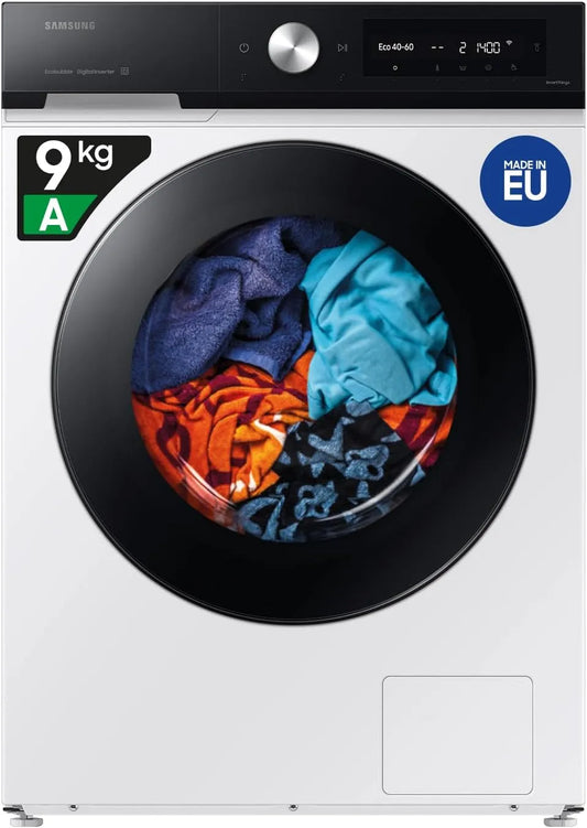 Samsung WW90DB7U94GE/U3 85h Lavatrice, 60 L, 9 kg, libera installazione, Wi-Fi, Super Speed, nero, AI Wash, 60l x 85h x 60p cm, Wifi, Ecodosatore