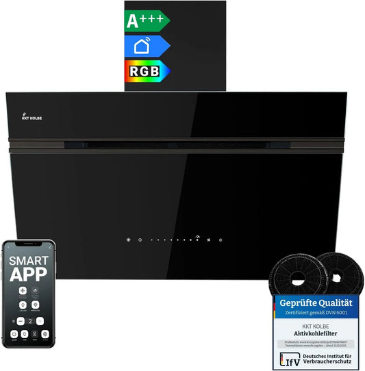 Cappa aspirante AURORA8005FB, 80 cm, cappa da cucina, montaggio a parete, KKT KOLBE Cappa aspirante da parete AURORA8005FB, senza testa