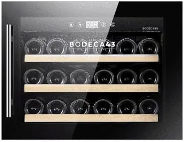 Cantinetta vino BODEGA43-18C, 60 L, 18 bottiglie, 5 a 20 °C, 38 dB, da incasso, 3 Cassetti in legno di faggio di cui 2 estraibili, 38 dB molto