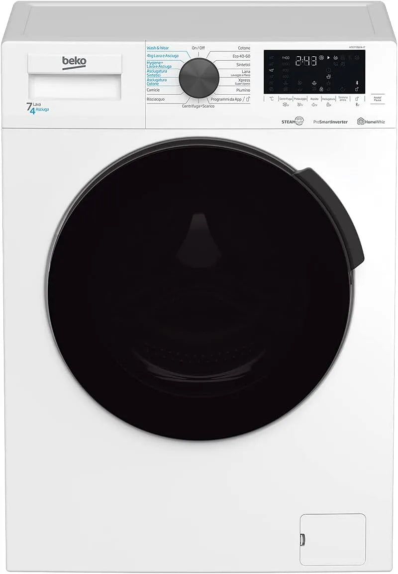 Beko Hte7726Xa-It Lavasciuga, 50 x 60 x 84 cm, 15 programmi, 4 kg, lavatrice, asciugatrice, vapore, stretto, 1400 Giri, Min, 64 Kg