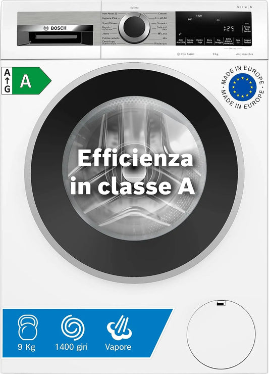 Bosch Serie 6 WGG244Z1II Lavatrice, 9 kg, bianco, Bosch WGG244Z1II Serie 6 Lavatrice 9kg 1400 giri