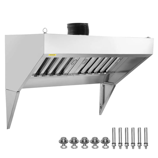 VEVOR 4FT Cappa aspirante, cappa da cucina, professionale, acciaio inox, Cappa di Scarico per Camion Alimentari da 4FT, Cappa per Rimorchio in Acciaio