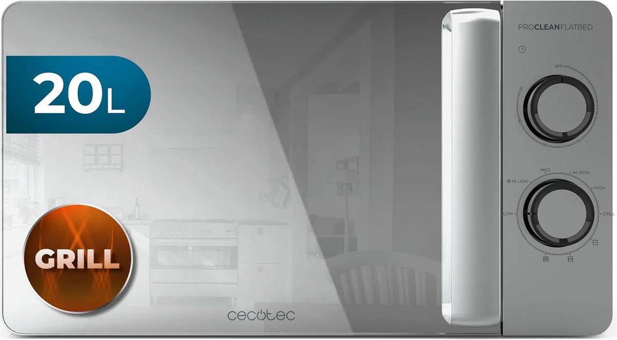 Cecotec 3Dwave Forno a microonde, 20 L, 700/800 W, grill, timer, interno in ceramica, scongelamento, Timer 30 Min, Interno Ceramico, Tecnologia 3Dwave