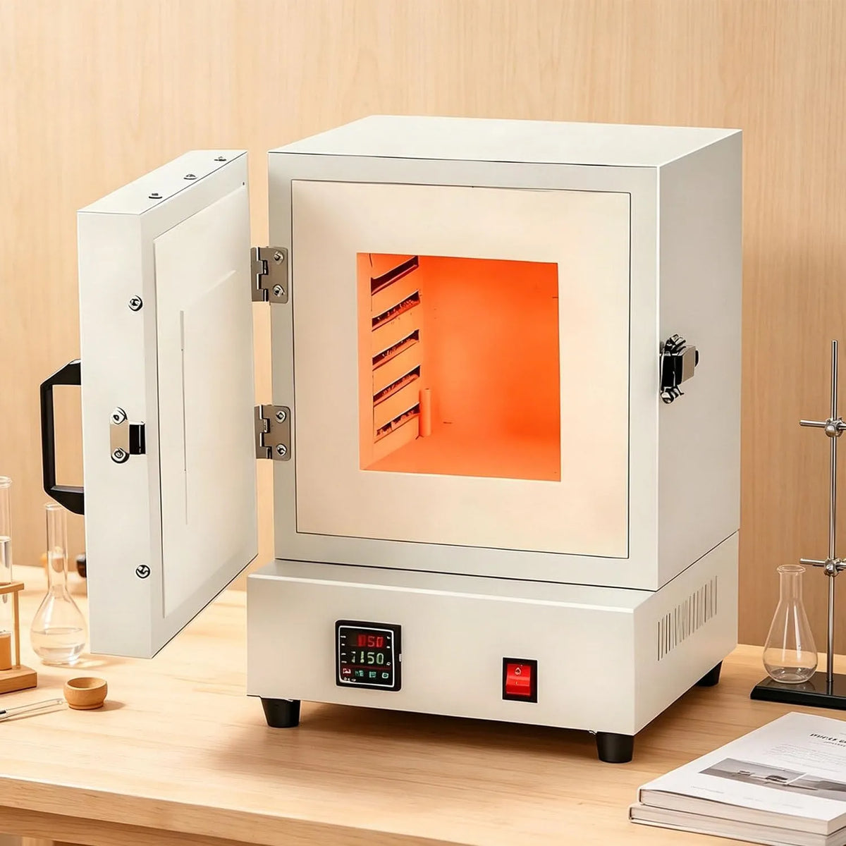 Forno elettrico, 2000 W, industriale, 2 zone di temperatura, sinterizzazione ceramica, Forno a muffola chiuso da 2000W a 1150°C, trattamento termico e