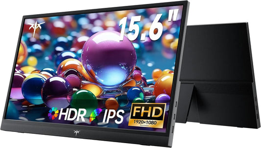 Monitor 1080P Laptop, PC, Mac, PS3/PS4, PS5, Xbox, 15, 6 pollici, funzioni gaming, portatile, esterno, Full HD, pannello IPS, HDMI, USB, schermo PC