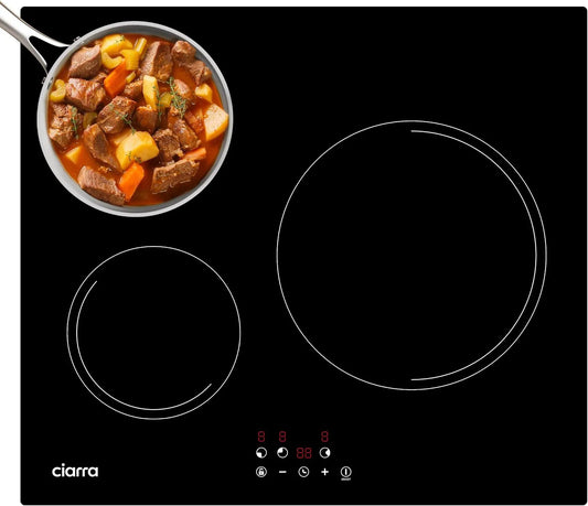 CIARRA Piano cottura a induzione, 60 CM, 3 fuochi, 5600 W, piastra a induzione, da incasso