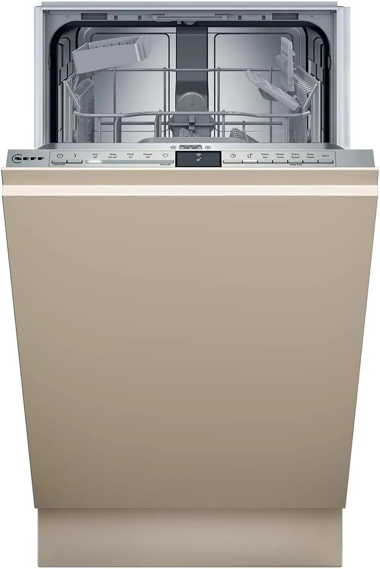 NEFF S853HKX14E Lavastoviglie, 45 cm, formato slim, incasso totale, Chef 70o C per sporco, N 30, Smart lavastoviglie completamente integrato