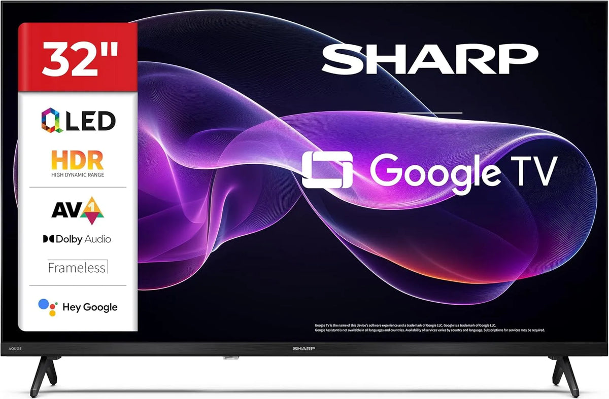 Google 32HF3365E Smart TV, 32 pollici, 60 Hz, televisore, QLED, HDMI, USB, Bluetooth, nero, Audio 2x8W, FRAMELESS, 60Hz, HDMI x3, USB x2, Chromecast