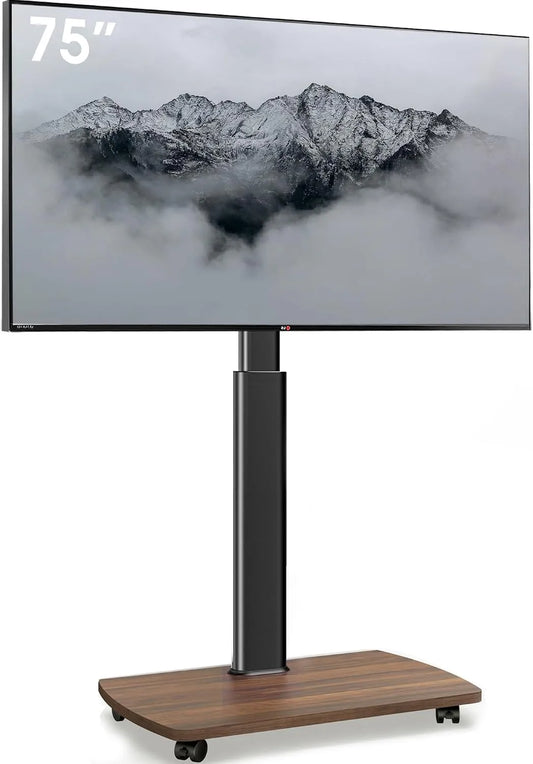 Smart TV, 75 pollici, 600x400mm, televisore, ruote di trasporto, Supporto TV da Pavimento Girevole e Regolabile in Altezza, Inclinabile Porta TV da