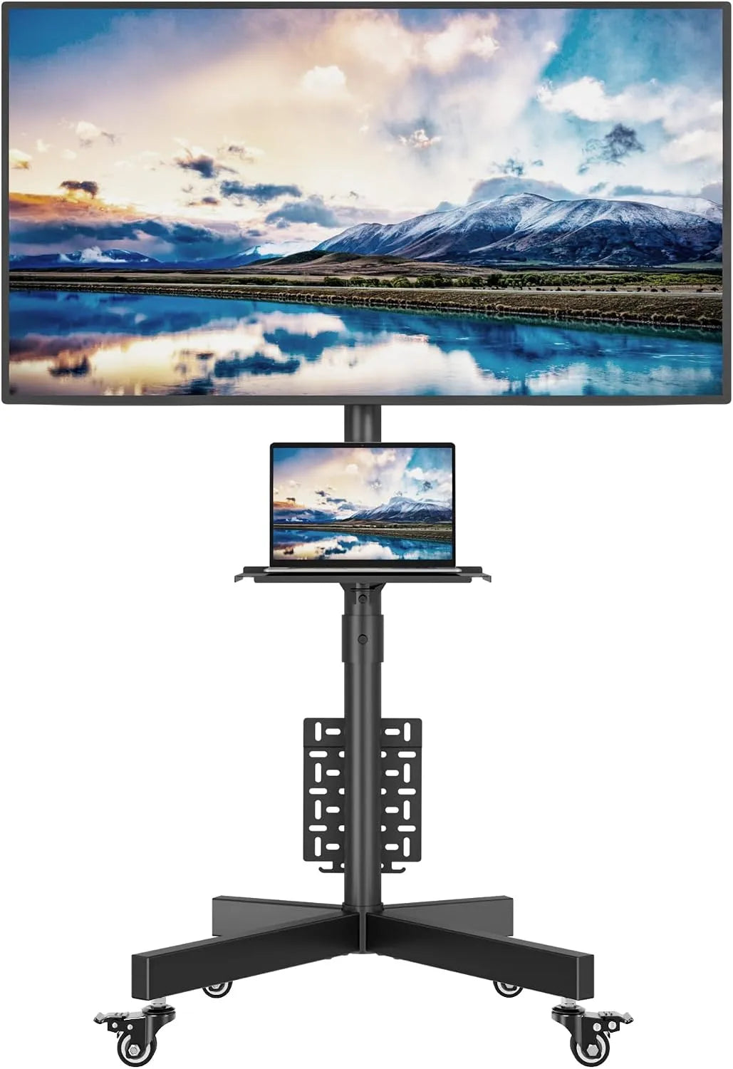 Smart TV, 60 pollici, 400x400 mm, 400 × 400, televisore, ruote di trasporto, display LCD, Portata fino a 40 kg, BONTEC Supporto TV da Pavimento per TV