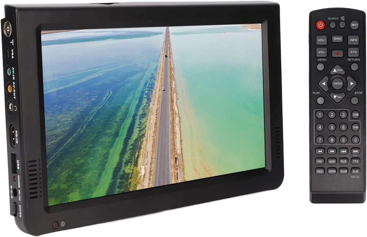 Smart TV 1080P, 10 pollici, 12 V, televisore, portatile, Lettore Video 1080P, Due Altoparlanti Rotondi da 32 MM con Ventosa e Caricatore per Auto da