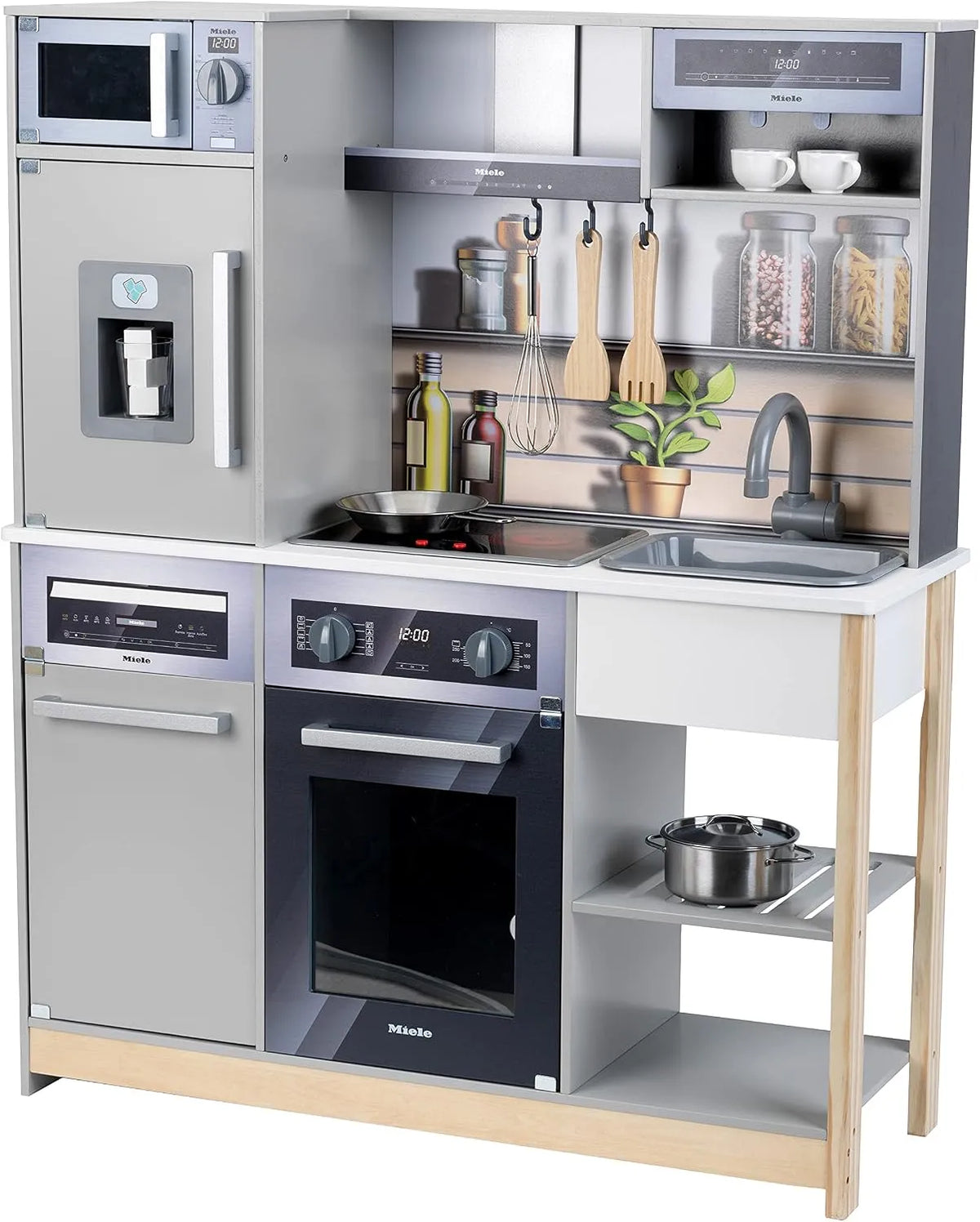 Miele Frigorifero, Giocattoli per Bambini 3+, Frigorifero con distributore di Cubetti di Ghiaccio, Theo Klein Cucina familiare Miele, in Legno con