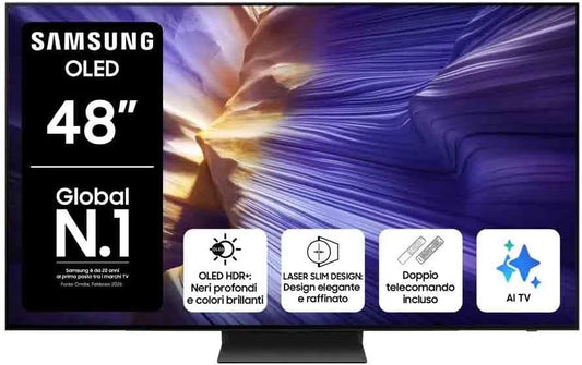Samsung QE48S94FAEXZT NQ4 Smart TV, 144 Hz, televisore, 4K UHD, OLED, audio Dolby, Dolby Atmos & OTS Lite, AI Gen3 Processor, 4K AI Upscaling Pro