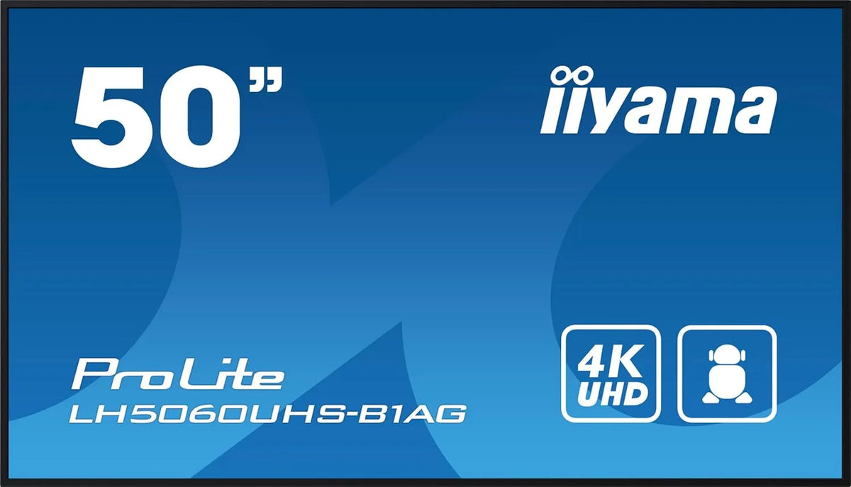 Monitor, 125, 7cm, 3840 × 2160, iiyama LH5060UHS-B1AG RS232, Wi-Fi, Android OS, 4K UHD, USB, nero, sung: 3840x2160 Pi, 24, 16:9, 7 cm, 49, 5''