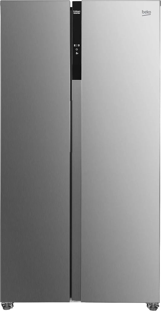 Beko GNO5323XPN Frigorifero, 532 L, 177x91x67cm, classe energetica D, No Frost, Inverter, acciaio inox, 2 Porte Inox, Frigorifero Side‐by‐Side 532L No