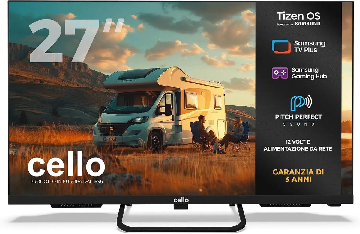 Samsung CTRAV-27TZ Smart TV, 27 pollici, 12 V, televisore, Tizen OS, Bluetooth, ideale per camper e barche, ricezione satellitare, Gaming Hub