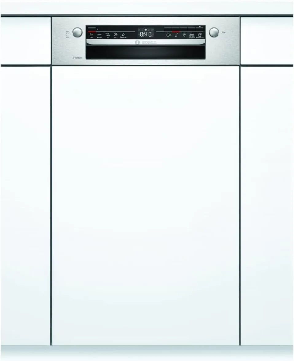Bosch Serie 2 SPI2IKS10E Lavastoviglie, 45 cm, Home Connect, formato slim, acciaio inox, 78 kWh, 100 cicli, 9 MGD, Asciugatura Extra