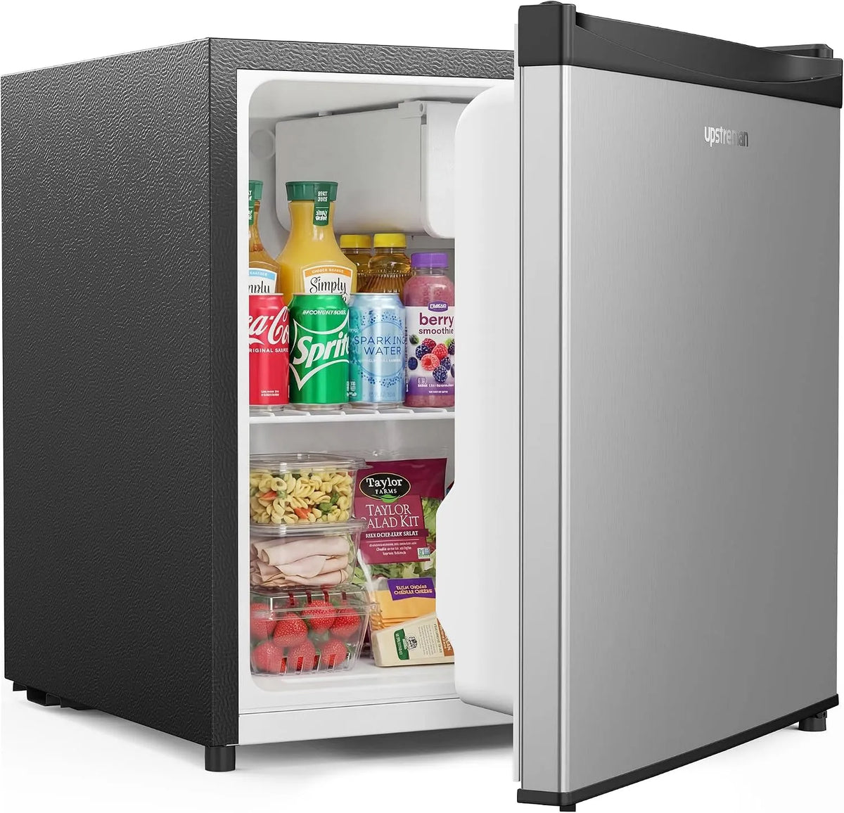 Frigorifero FR17, 46 L, acciaio inox, Upstreman Mini Frigo 46L, Silenzioso, Porta Reversibile, Termostato Regolabile, Risparmio Energetico, Camera