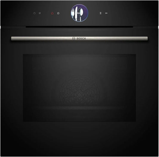 Bosch Serie 8 HMG776NB1 Forno a microonde, 60 x 60 cm, touch, da incasso, nero, prodotto in Germania, pirolisi, Air Fry, anello di controllo digitale