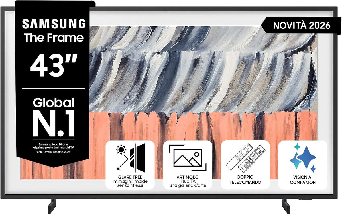 Samsung QE43LS03HEUXZT Smart TV, 43 pollici, 144 Hz, televisore, 4K UHD, QLED, HDR, audio Dolby, HDR10+, Motion Xcelerator 144Hz, Dolby Atmos, 2026