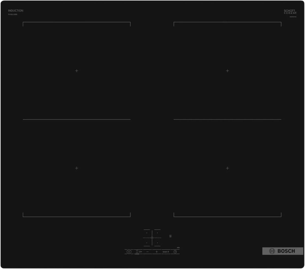 Bosch Serie 4 PVQ611BB6E Piano cottura a induzione, 60 cm, 4 fuochi, piastra a induzione, nero